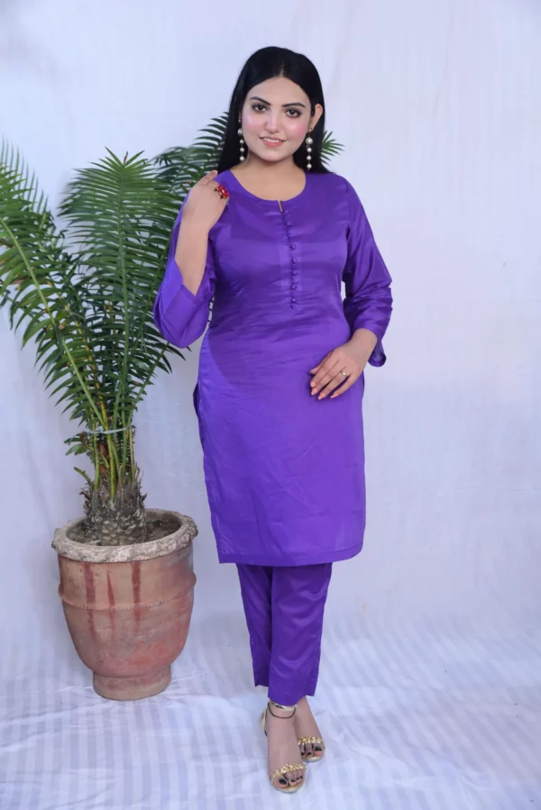 Two Piece Plain Lawn (DS04GOP) - Image 12