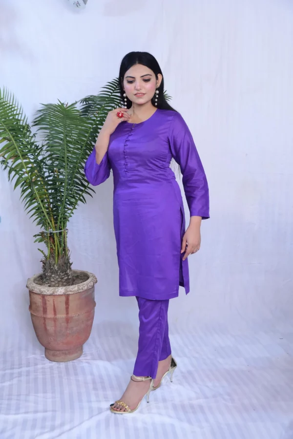 Two Piece Plain Lawn (DS04GOP) - Image 13