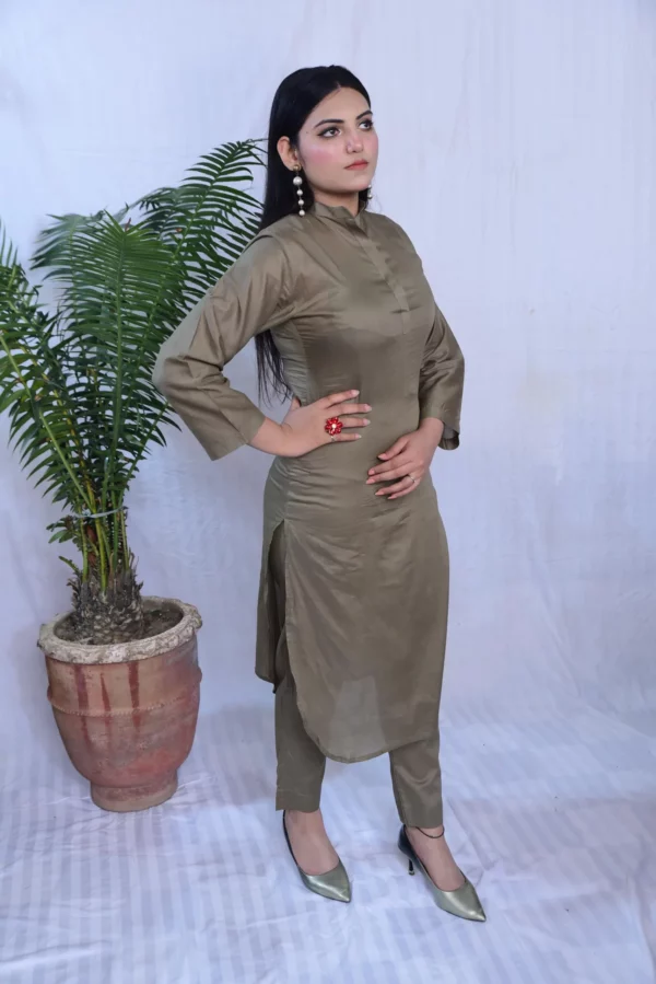 Girl in beautiful lawn dress in Light Grey