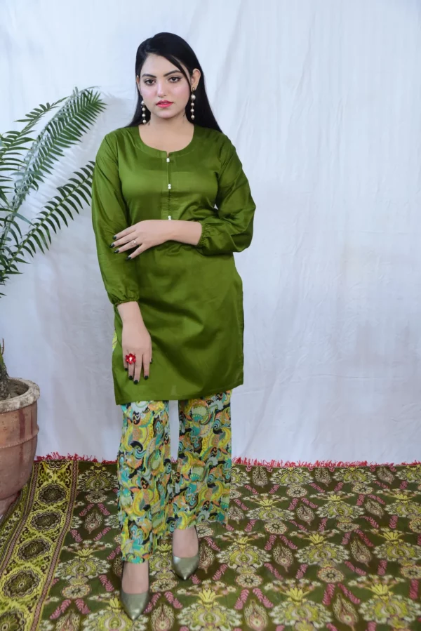 Lawn Short Shirt Dress(DS04RRG) - Image 4