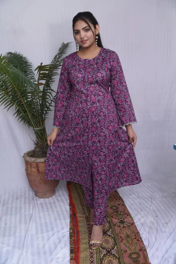 Printed Lawn Long Shirt Dress(DS02BRP) - Image 16