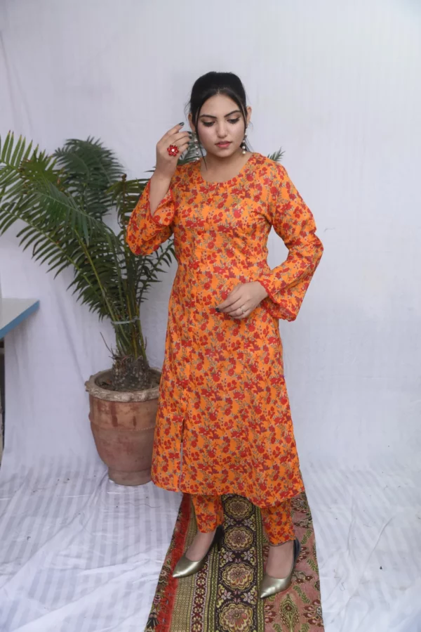 Printed Lawn Long Shirt Dress(DS02BRP) - Image 9