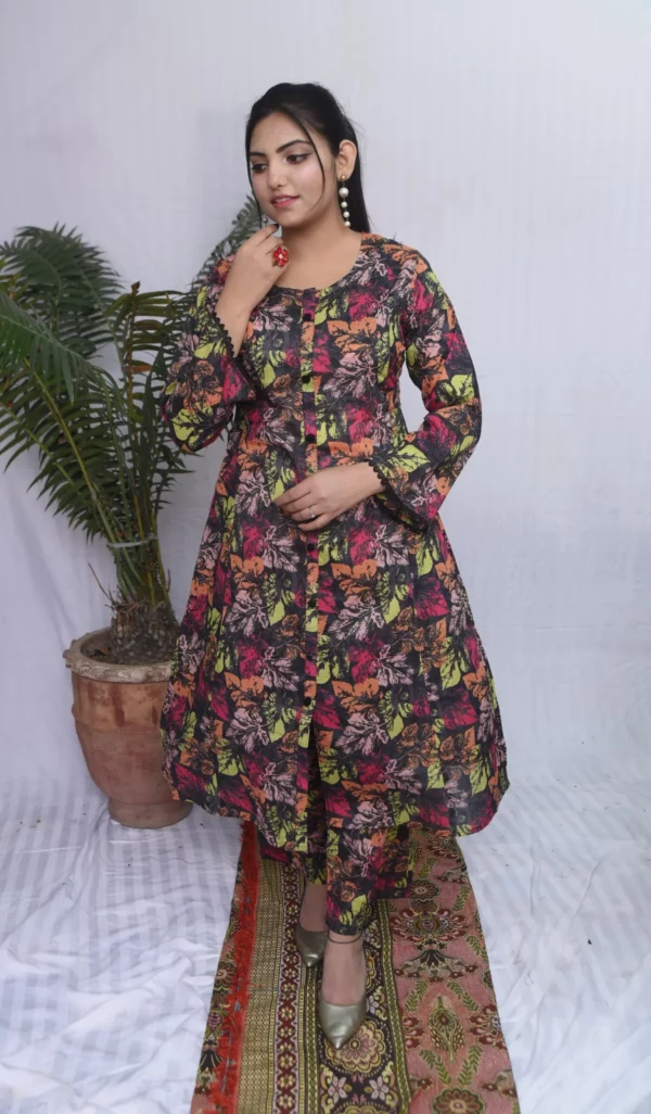 Printed Lawn Long Shirt Dress(DS02BRP)