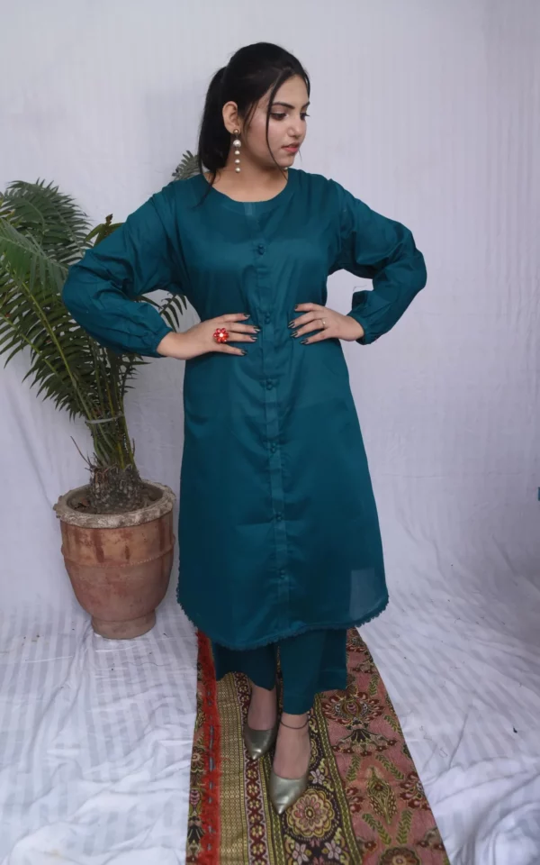 Anara Styles Lawn Long Shirt(DS05BLU) - Image 5