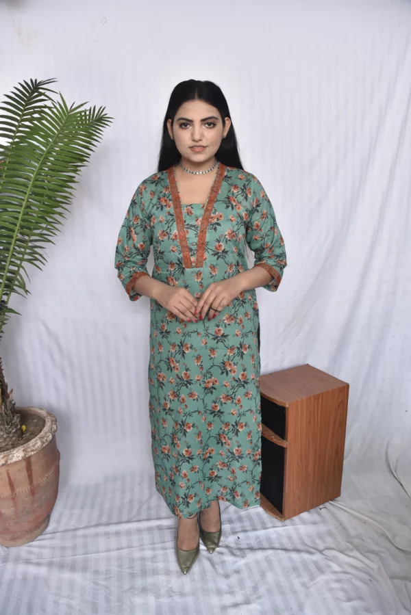 Lawn Two Piece Long Dress(DS07VGC10) - Image 4