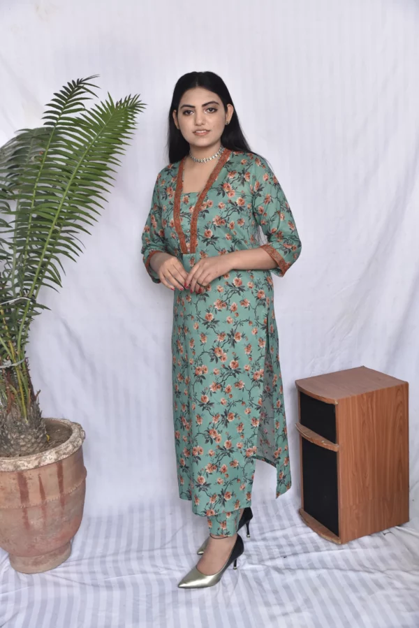 Lawn Two Piece Long Dress(DS07VGC10) - Image 3