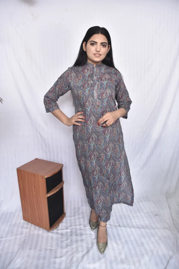Lawn Two Piece Long Dress(DS08BGR10) - Image 7