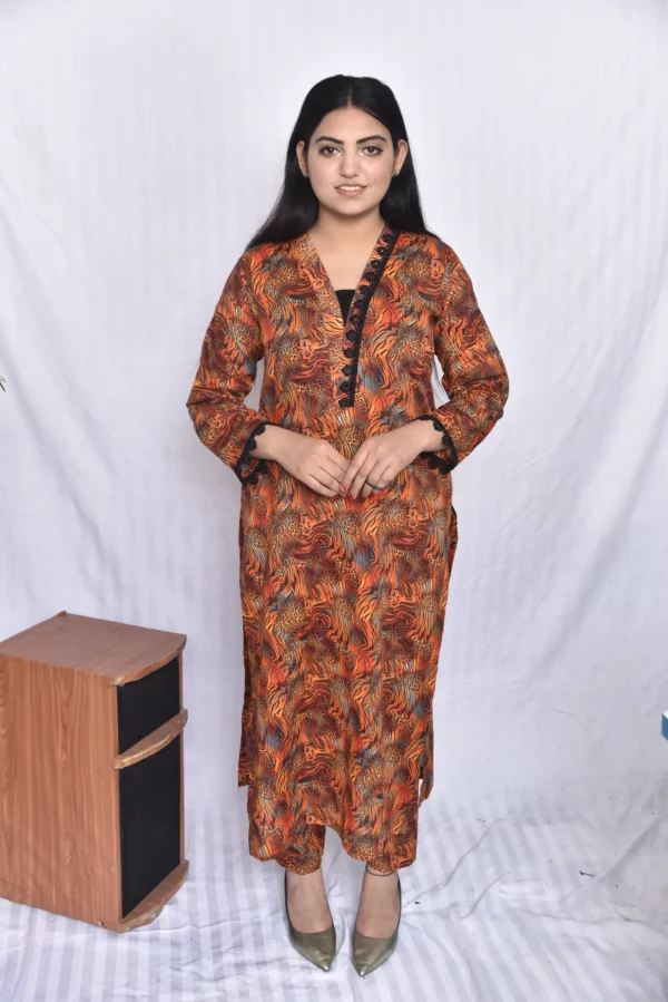 Lawn Two Piece Long Dress(DS09YMG10) - Image 7